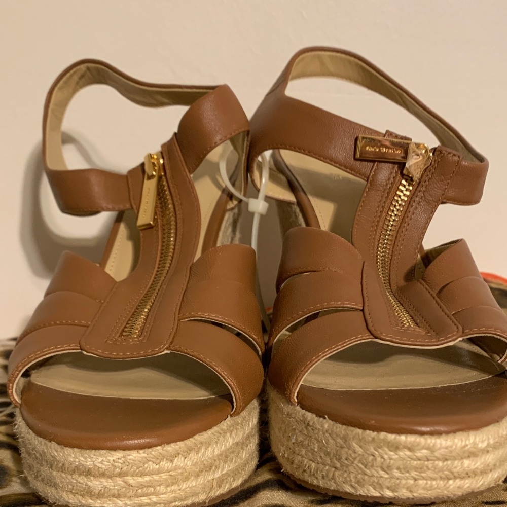 MICHAEL Michael Kors Tan Leather Wedges